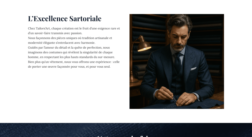 Capture d'écran du site Tailors'Art numéro 2