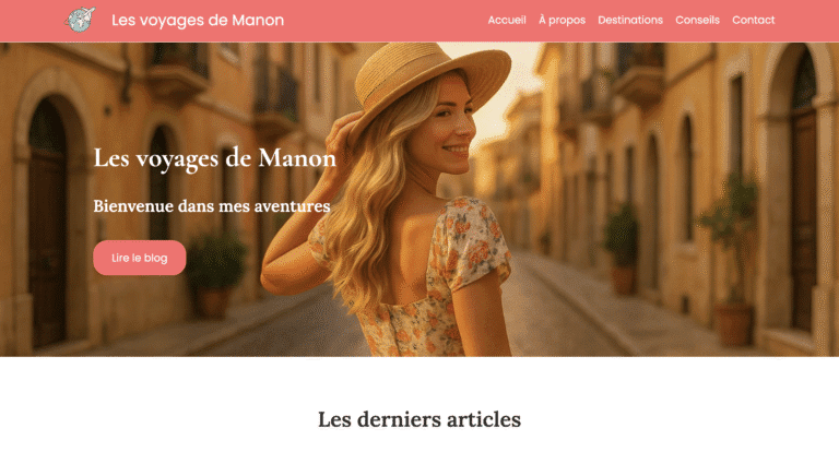 Capture d'écran du site Les voyages de Manon numéro 1