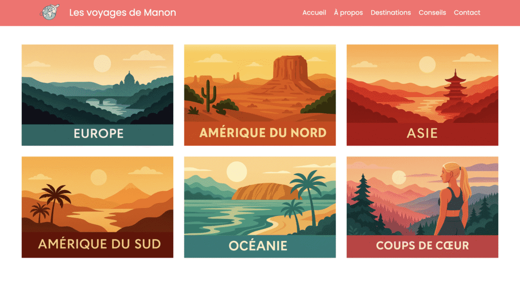 Capture d'écran du site Les voyages de Manon numéro 3