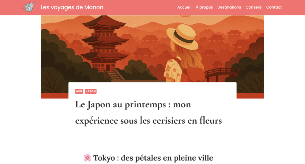 Capture d'écran du site Les voyages de Manon numéro 4